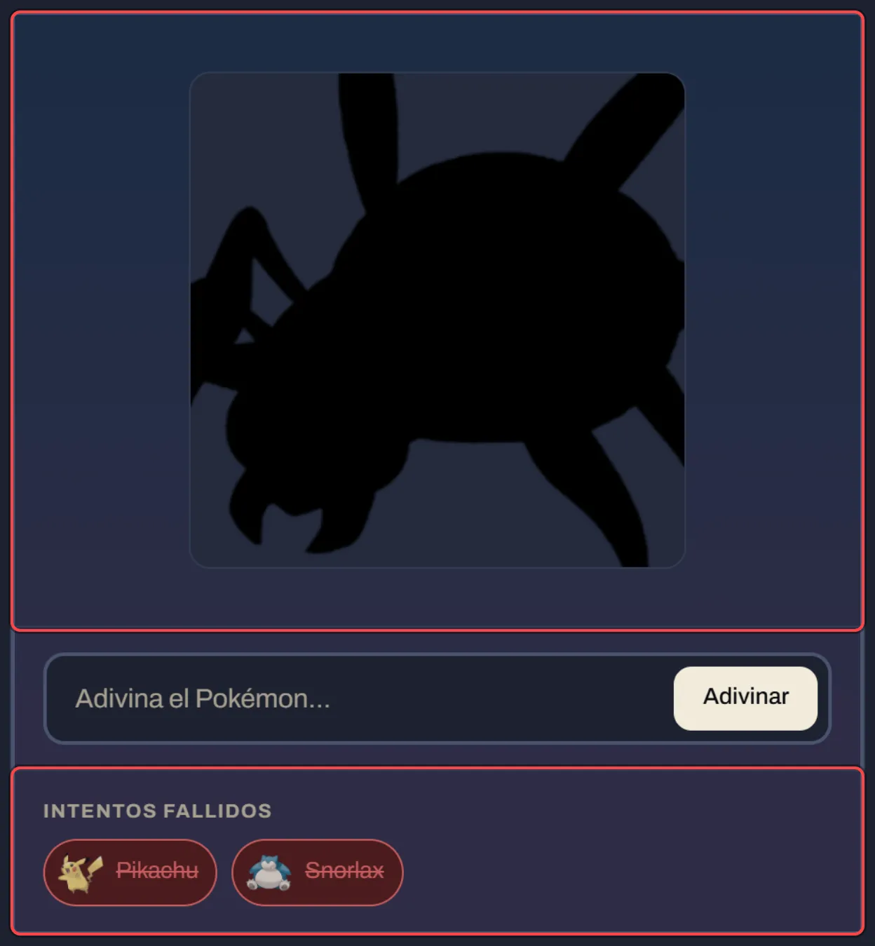 La silueta de un Pokémon, de cerca, tras dos fallos
